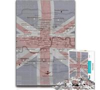 London Map Puzzle en Bois Illustré 1000 pièces pour Adultes | Cadeau sans écran pour Noël avec activité pour une soirée calme.