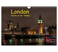 London - Nachts an der Themse (Wandkalender 2026 DIN A4 quer), CALVENDO Monatskalender: Abendliche Wanderung in London von der Tower Bridge bis zur Westminster Bridge