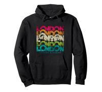London Old Retro Typography United Kingdom Skyline Art Sweat à Capuche