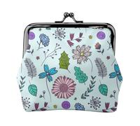 London Petit porte-monnaie - Mini pochette portefeuille avec serrure à baiser - Mini portefeuille élégant en cuir, Fleurs gribouillis colorées, Taille unique, Pochette à monnaie