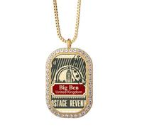 London Postage Revenue UK UK Collier pendentif diamant cristal doré