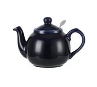London Pottery Farmhouse Théière en céramique avec infuseur amovible et couvercle - Grande théière avec filtre à maille fine en acier inoxydable - 1200 ml (bleu cobalt)