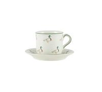 London Pottery Théière, tasse et soucoupe en céramique pour le thé de l'après-midi, 7 pièces, assiettes creuses, assiettes à salade, plats et bols à riz (canard, tasse et soucoupe)