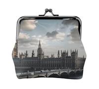 London Prints Porte-monnaie pour femmes et filles - Mini pochette portefeuille avec verrou à baiser - Joli portefeuille en cuir, Noir , Taille unique, Pochette à monnaie