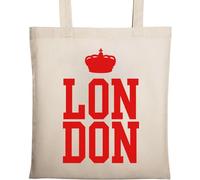 London Red Crown Graphic Sac fourre-tout en coton écologique Beige