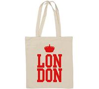 London Red Crown Graphic Sac fourre-tout en coton naturel Blanc