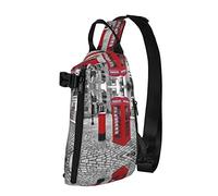 London Red Telephone Booth Lemon Slices Diagonally Sling Bag, Crossbody Sling Backpack Shoulder Chest Bag for Women Men, Travel Hiking Daypack