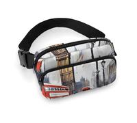 London Sac banane réglable pour homme et femme - Pour voyage, sport, randonnée - Blanc - 20,1 x 13 cm, blanc, 7.9x5.1inches