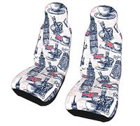 London Sketch Cabine téléphonique Big Ben Lot de 2 housses de siège de voiture pour sièges avant, protection automobile, tapis de voiture universel, housse de coussin pour la plupart des voitures, SUV