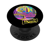 London Skyline England Retro Vaporwave Artistique Coloré PopSockets PopGrip Adhésif