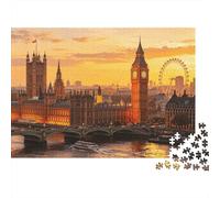 London Skyline Puzzles 1000Pc Recyclé Material Big Ben Puzzle for Garçons et Filles Cadeau Amusant et Activité à la Maison Ideal for Child‘s Birthday Gift 52x38cm/1000pcs