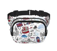 London Square Sac banane double couche avec sangle réglable pour course à pied, voyage, randonnée, Noir , Taille unique