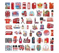 London Stickers - Autocollants Londres pour scrapbooking | Drapeau britannique et bus rouge | Pack pour décoration | Autocollants en vinyle imperméables pour ordinateur portable, ordinateur portable