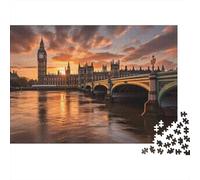 London Sunset River View, Puzzle Papier 1000 Pièces, 52x38cm/1000pcs | Pour les w nds tranquilles à la maison : ce puzzle adulte 1000 pièces peut se faire seul ou se partager.