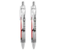 London Telephone Booth and Big Ben Lot de 2 stylos à bille rétractables personnalisés pour homme et femme Bleu 0,5 mm Imprimé amusant