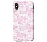 London Toile Rose Big Ben Taxi Guard Tower Bridge Coque pour iPhone X/XS