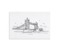London Tower Bridge Paysage Vintage Toile Poster Art mural Impression Poster moderne sur toile pour salon, chambre à coucher 08 x 12 pouces (20 x 30 cm)