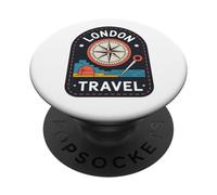 London Travel England Londres Voyage Angleterre Avion Valise PopSockets PopGrip Adhésif