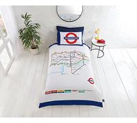 London Underground Tube Housse de Couette et taie d'oreiller Parure de lit - Lit Simple, Blanc