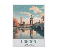 Londres Angleterre，Puzzle 1000 Pièces Puzzle en Bois d'impression Haute Définition Défiez Le Problème Stimuler La Créativité Jeu Interactif（75x50cm）-FJ50