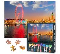 Londres City Skyline Puzzles adultes 1000 blocs, London Eye, Big Ben, puzzles adultes, jeu de puzzle ou jouets pour amis âgés 50 x 70 cm