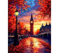 Londres Peinture Numero Adulte, Big Ben Peinture Numero Enfant Débutants DIY Toile à l'huile Kit, Activité Manuelle Adulte avec Peintures et Pinceaux pour Décoration Maison 100x135cm Sans Cadre 6-82