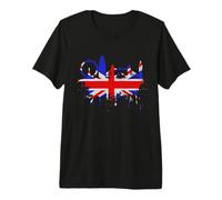 Londres Skyline Angleterre Amour Union Jack Drapeau UK T-Shirt Haut de Gamme