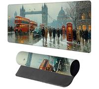 Londres Tapis de Souris 1200x600x3mm, Tapis de Souris XXL Gaming Vue De La Rue, Grand sous Main Bureau avec Rubber Base, Gaming Accessoire Bureau, Haute Précision et Vitesse Mouse Pad, pour PC 1-2358