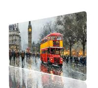 Londres Tapis de Souris Vue de la Rue Imperméable Tapis de Souris XXL 80x40x0.3cm, Gaming Mouse Pad Améliorer la Précision et la Vitesse, Mouse Pad pour Bureau Gamer Clavier sans Fil Pc Model-7061