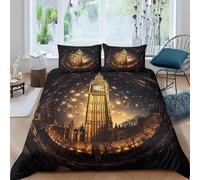 Londres, Ville, Big Ben Parure De Lit 90X190 Cm 3D Motif Housse De Couette - 3 Pièces Doux Microfibre Literie avec Fermeture Éclair Et 2 Taies d'oreiller - pour Adultes Et Enfants Garço -412U228I594O