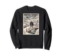 Lone Ronin traversant Un Pont enneigé Ukiyo-e Art Japonais Sweatshirt