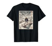 Lone Ronin traversant Un Pont enneigé Ukiyo-e Art Japonais T-Shirt