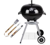 Lone Star BBQ avec poignées BBQ charbon de bois avec couvercle et roues - Barbecue avec ramasse-cendres - Ø 45 cm