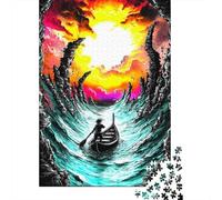 Lone Voyager - Surreal Stormy Sea Fantasy Art De Noël Puzzle en Bois