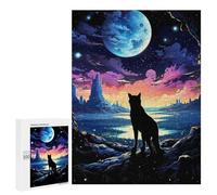 Lone Wolf Fantasy Sunset Puzzle pour adolescents 500 pièces Jouets anti-stress Améliore la mémoire 500 pièces