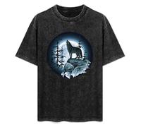 Lone Wolf Howlng at The Moon T-Shirt Unisex Black Tee XXL