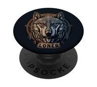 Lone Wolf Moon Howling Wolf Pack Head Wolves Howl PopSockets PopGrip Adhésif