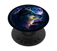 Lone Wolf Moon Howling Wolf Pack Head Wolves Howl PopSockets PopGrip Adhésif
