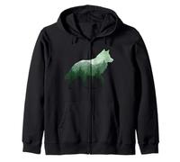 Lone Wolf Survive The Mountain Silhouette Art Forest Spring Sweat à Capuche