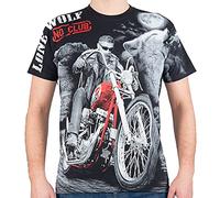 Lone Wolf T-Shirt Hommes Goth Rock Bikers Alt Esthétique Tee Shirt Graphique en Coton (XXL)