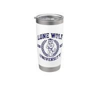 Lone Wolf University Brainrot Meme Alpha Wolf Gobelet isotherme en acier inoxydable double paroi