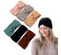 LONEEDY Lot de 6 bandeaux chauds en tricot doux, turban tendance avec nœud extensible pour femmes et filles d'hiver (tricot 6 pièces)