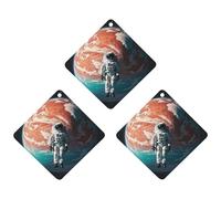 Lonely Astronaut Lot de 3 désodorisants pour voiture à suspendre en forme de losange - Cartes parfumées durables pour voiture, maison, bureau - Style noir