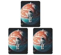 Lonely Astronaute Lot de 3 désodorisants carrés à suspendre pour voiture, maison, bureau, style gris