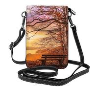 Lonely Bench Sunset Porte-monnaie pour téléphone portable - Petit portefeuille en cuir à bandoulière pour femmes Sac à bandoulière pour carte de transport Cosmétiques