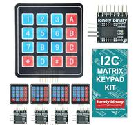 LONELY BINARY Lot de 10 claviers matriciels souples I2C 4 x 4 - 5 claviers à membrane souple 4 x 4 16 touches, 5 adaptateurs I2C pour économie GPIO pour projets Arduino, Raspberry Pi, ESP32