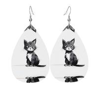 Lonely Cat Boucles d'oreilles en cuir en forme de goutte - Texture légère et luxueuse, adaptées pour un usage quotidien, une fête, un rendez-vous galant, taille unique, Simili cuir
