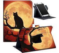 Lonely Cat Étui universel pour tablette Fire HD 10 avec support et bande de fixation réglable et angles de vue multiples