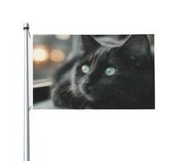 Lonely Drapeau double face chat noir 0,9 x 1,5 m - Bannière robuste pour décoration extérieure et de jardin, impression double face, facile à installer