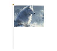 Lonely Fox Lot de 6 mini drapeaux durables de 14 x 21 cm sur bâtons pour extérieur, cour et jardin